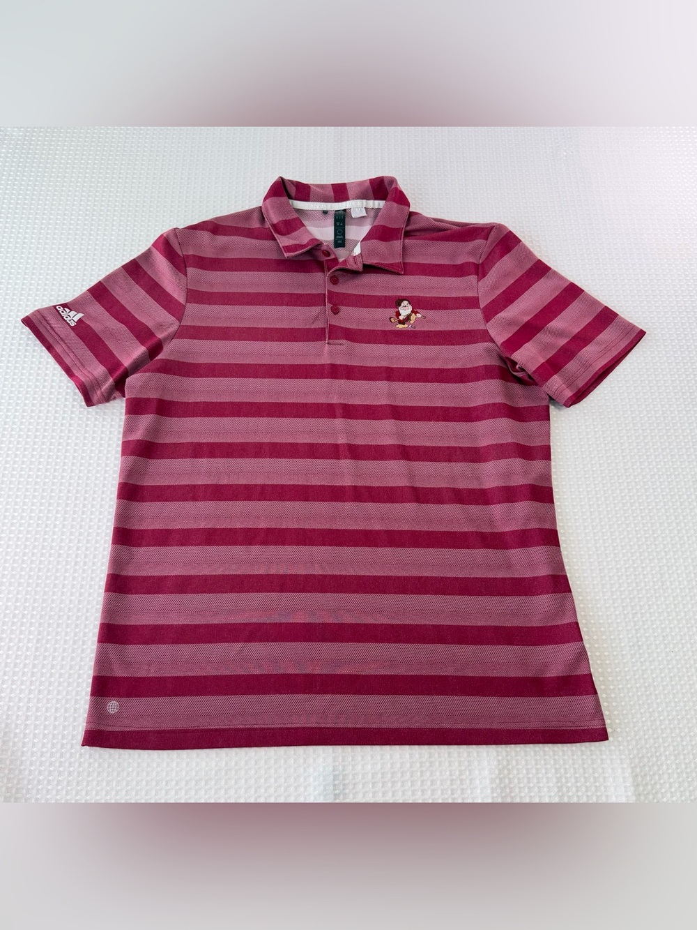 Adidas Disney Grumpy Polo Shirt Red Stripe Snow White Performance Golf Size L